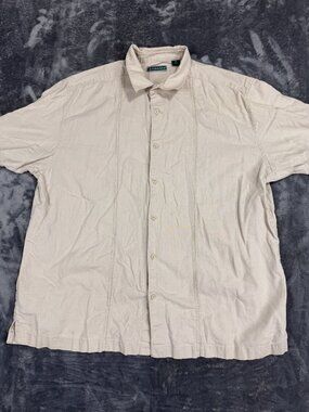 Cubavera Mens Beige Short-Sleeve Button-Down Shirt Size XL